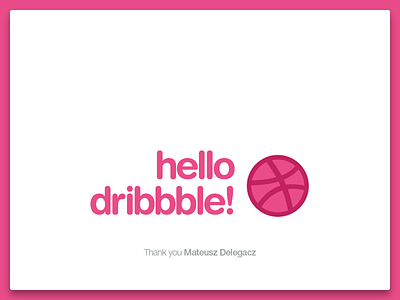 Hello dribbble! badge design flat illustration invitation logo minimal typography ui vector