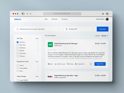 Jobland Job Listing design interfacedesign joblisting lightmode search searchresults ui uidesign ux web webdesign website