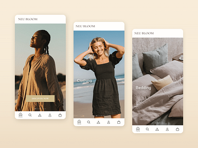 Neu Bloom eCommerce android app appdesign checkout clothing design ecommerce homepage landingpage listing mobile productpage slider ui uidesign ux