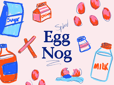 Spiked Eggnog Poster Illustrations eggnog food holiday illustration poster
