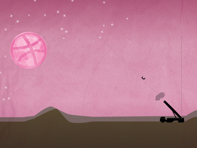 Aim For The Moon human cannon illustrator moon pink space