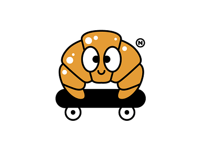 Croissant on wheels design illustration illustrator minimal vector