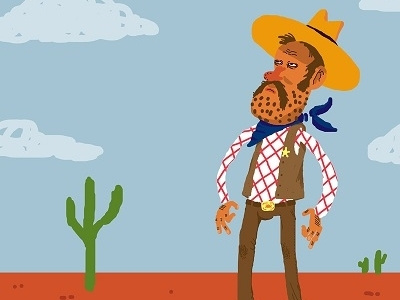 Staring contest cowboy desert illustration photoshop