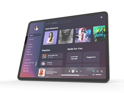#DailyUI 09: Music Player Tablet App app branding dailyui design figma graphic design music music app rebrand tablet ui