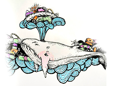 baleine baleine fait main handmade illustration pointillism pointillisme whale