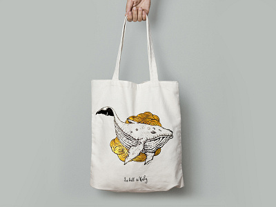 bag whale + illustration bag design fait main graphic design handmade illustration pointillism pointillisme