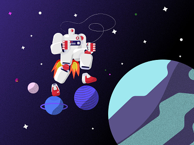 Exploration forms illustration illustrator planets robot scifi space stars universe vector