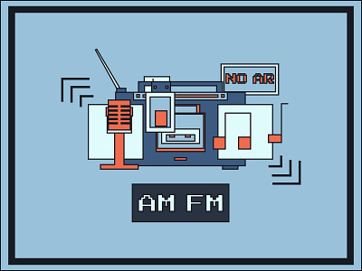 RADIO am blue fm forms headphone illustration illustrator mic music old on air play radio social media design song vector
