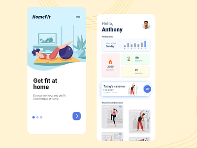 Fitness App Onboarding & Homepage - XD DCC Day1