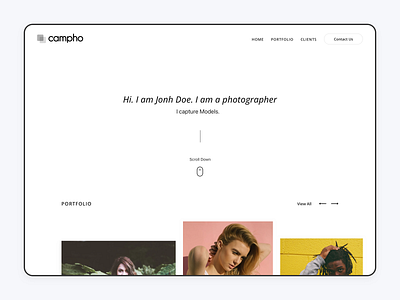 Campho - Landing for Photographer admin panel administrator panel dashboard landing minimalism photo portfolio ui ux