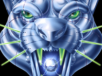 Panther! 3d airbrush chrome gradient panther realistic robot
