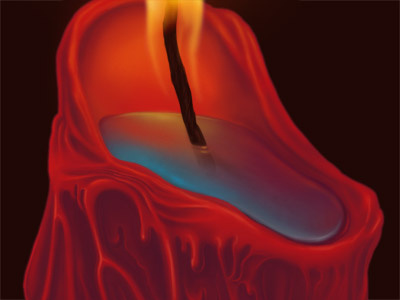 Pool of wax candle digital melting painting realistic wax