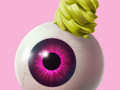 Kawaii 3d digital painting eye ice cream realism realistic