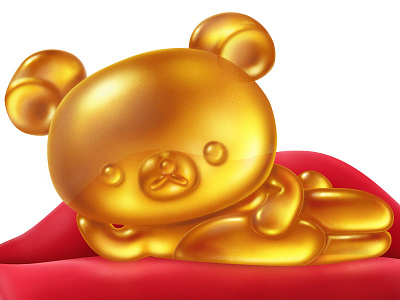 Rilakkusu 3d bear couch digital painting gummy realism realistic