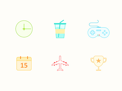 Icon calendar clock drinks fresh game plane reward