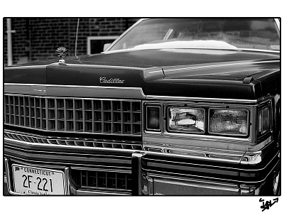 Caddy 35mm abandoned analog black and white film photography monochrome photography print