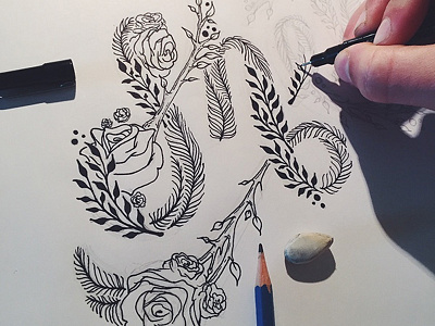 Floral floral hand lettering illustartion lettering ligature typography wip