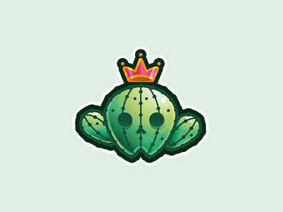 Cactus sticker cactus crown icon illustration king line logo plant queen spines thorn