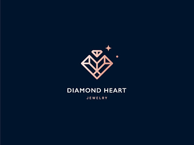 Diamond heart logo branding couple diamond geometric heart icon jewelry line logo love marriage mexico symbol