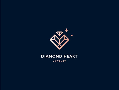 Diamond heart logo branding couple diamond geometric heart icon jewelry line logo love marriage mexico symbol