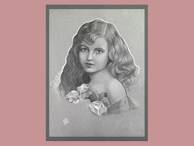 Niña dibujo - drawing art child drawing flower girl illustration infancia niña pencil portrait retrato vintage