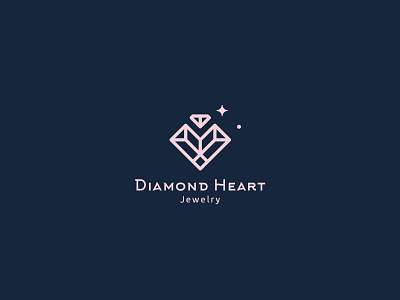 Diamond Heart deluxe design diamond geometric heart jewelry line logo love mark royal symbol