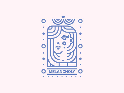 Melancholy blue depression geometry icon illustration line logo melancholy queen sadness symbol woman
