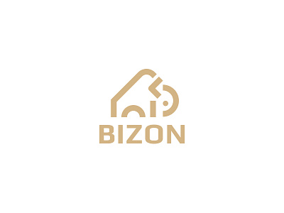 Bizon animal bison brand cute eua geometric icon insignia line logo minimal symbol
