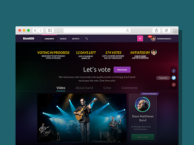 Kickgig / Explore And Vote Music Bands music music band profile profile page vote voting