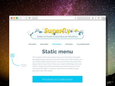 Simple Demo for Superfly WordPress Menu Plugin