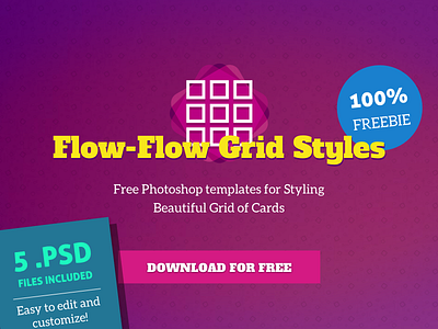 Flow-Flow / Social Cards PSD Template Freebie