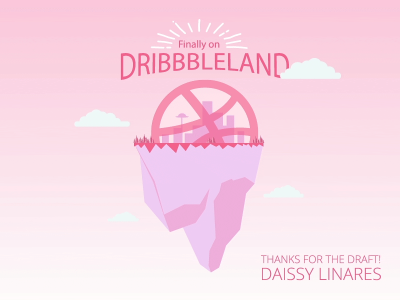 Dribbbleland First Shot clouds debut drafted first shot first-shot floating gif island