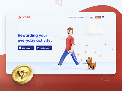 Actifit Landing Page - Brand Revamp 3d app branding crypto fitness illustration landingpage logo ui web design