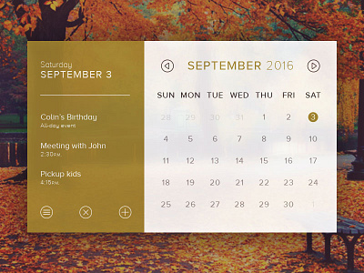 Day 011 - Calendar Card 010 app autumn calendar card daily dailyui september tasks widget