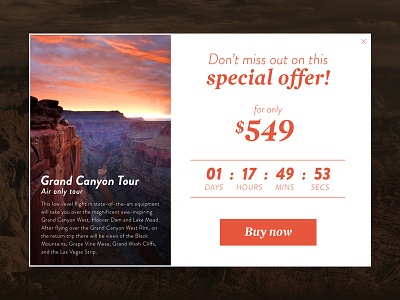 Day 017 - Special Offer 017 arizona canyon special card dailyui grand offer price tourist travel widget