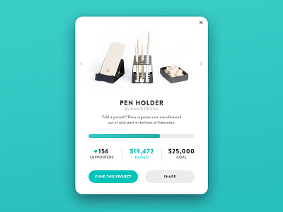 Day 032 - Crowdfunding Card 032 card crowd crowdfunding dailyui fund goal holder minimal pen product project