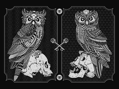 Tristan and Isolde drawing illustration owl pattern photoshop skull