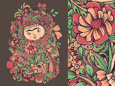 Chloris artsy autumn beauty botanical cute floral flowers frida kahlo goddess nature ornamental pattern summer vintage