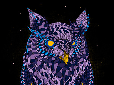 I See You animal artsy artwork digital art illustration logo mosaic neon nocturnal ornamental ornate owl pattern photoshop stars tattoo vector