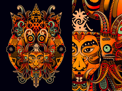 Dayak Tribe of Borneo artsy artwork borneo culture dayak digital art illustration ornamental ornate pattern photoshop surrealism t shirt design tattoo