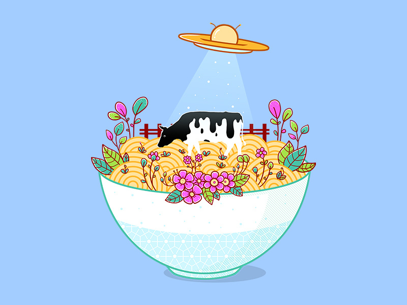 Kidnapped During Ramen Trip artsy artwork cute digital art drawing flowers food porn graphic design illustration nature noodle photoshop ramen vector