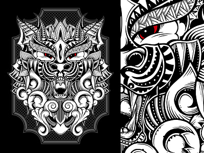 Majestic Wolf black and white illustration ornamental ornate pattern photoshop sacred geometry t shirt design tattoo wolf