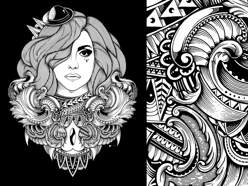 Mother Of Monster mandala vintage artsy graphic design black and white sacred geometry t-shirt design ornate ornamental artwork digital art drawing tattoo photoshop illustration pattern character artist lady gaga
