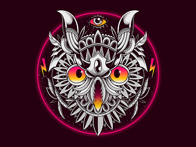 Retrowave Owl 80s illuminati illustration monster ornamental ornate owl retro retrowave synthwave t shirt design tattoo vaporwave vintage