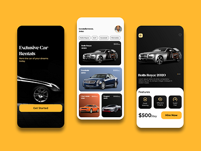 Car Rental UI design productdesign ui ux vector