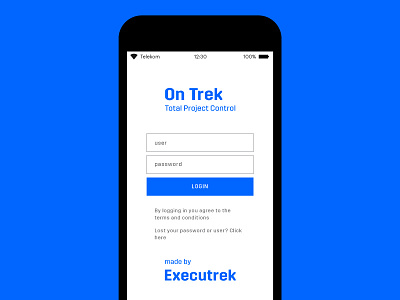 Executrek Systems app chart construction dimension login management project screen