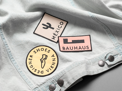 Patch Designs for Viennese Shoe Brand apparel bauhaus branding colors embroidery fashion brand font design icons illustration design mexico patches shoes vienna