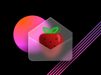 Glassy Strawberry Email design figma glass graphic design icon illustration ui