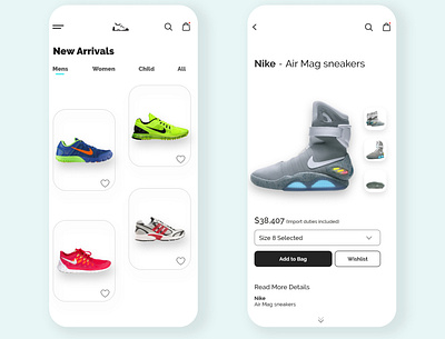 shoes collection ui design NIKLLUSTER design ui ux