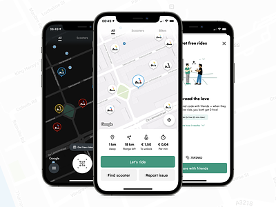 Dott – ride your wa‪y app darkmode icons ios micromobility mobile product design scooter scooter sharing ui uidesign
